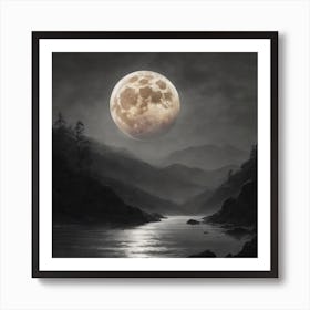 Full Moon Over Water Art Print