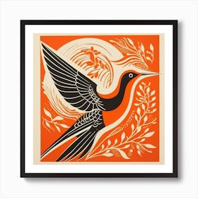 Retro Bird Lithograph Hummingbird 4 Art Print