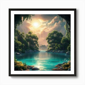 Waterfall In The Forest 78 Art Print