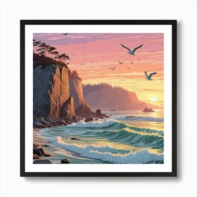 Ocean Sunset Beach Art Print (5) Art Print