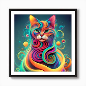 Colorful Cat Art Print