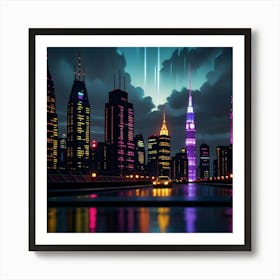 Neon Nights A Luminous Journey Through the City Art Print