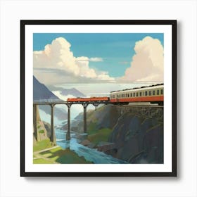 Train Crossing A River Art Print