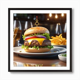 Hamburger On A Plate 190 Art Print