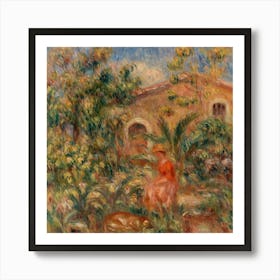 Landscape With Woman And Dog, Pierre Auguste Renoir Art Print