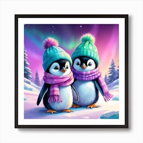 Penguins In Winter Art Print