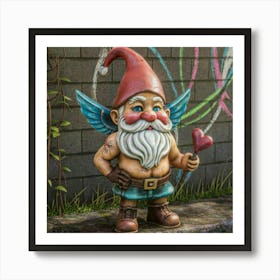 Cupid Gnome With Heart Arrow Art Print