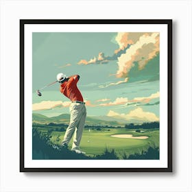 A Golfer Teeing Off Lofi Illustration 1718673009 2 Art Print