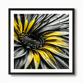 Touch of yellow on black flower Art Print
