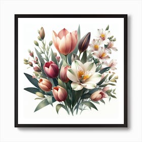 Tulips and Alstroemeria 3 Art Print