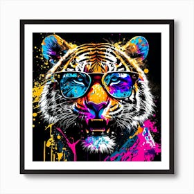 Tiger With Sunglasses Pop Art Art Print