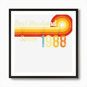 Mens 35th Wedding Anniversary Vintage Best Husband Since 1988 1 Art Print