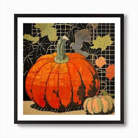 Vintage Pumpkin Illustration Square 2 Art Print