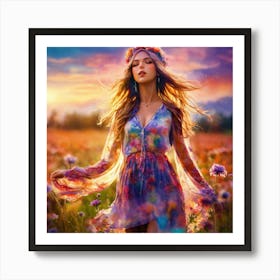 Flower Girl In A Field Art Print