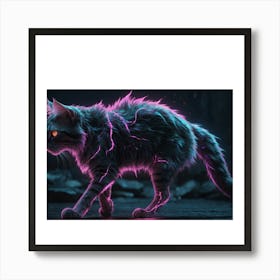 Neon Cat Art Print