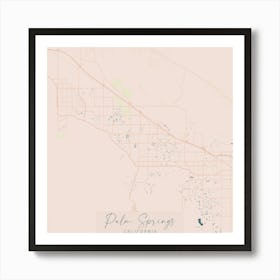 Palm Springs California Pink and Blue Cute Script Street Map 1 Art Print