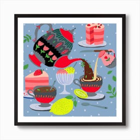 Tea Set (Grey) Poster