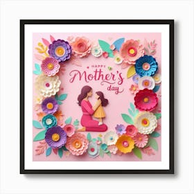 Happy Mother's Day Flower Paper Art Art Print