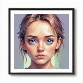 Girl With Blue Eyes 12 Art Print