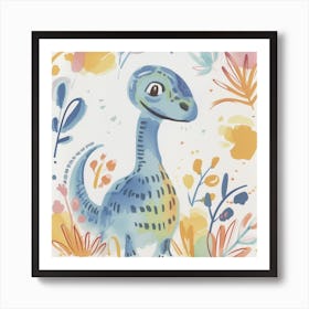 Cute Muted Therizinosaurus Dinosaur 2 Art Print