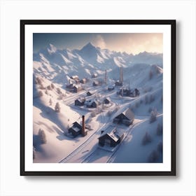 Snowy Village 1 Art Print