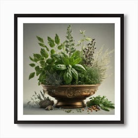 Herbs In A Bowl Art Print