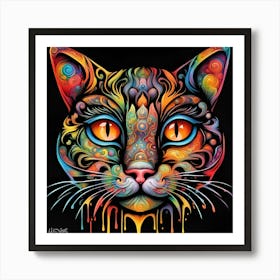 Psychedelic Cat Art Print