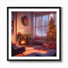 Christmas Tree In The Living Room 134 Art Print