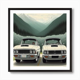 Two White Cars Art Print