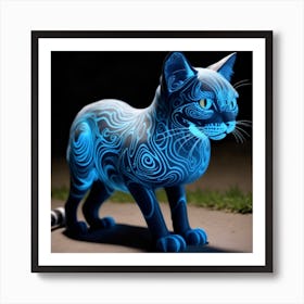 An Otherworldly Feline Species With Fur Covered In Strange Luminescent Patterns That Seem To Shimmer And Change As The Creature Moves Creating A (1) Art Print