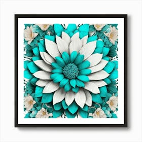 Blue And White Flowers Art Print