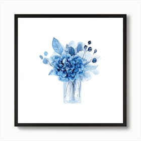 Watercolor Blue Floral 20 Art Print