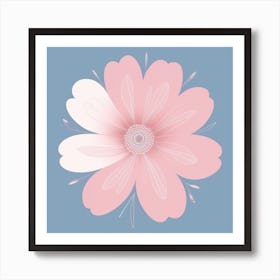 A White And Pink Flower In Minimalist Style Square Composition 511 Art Print