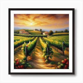 Sunset In The Vineyard 2 Art Print