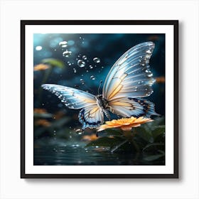 Butterfly made of water spray Art Print