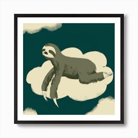 Sloth Floating on Cloud Art Print
