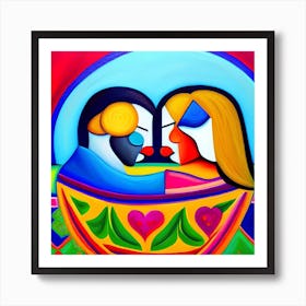 Beautiful Couple Kissing Love Art Art Print