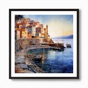 Italian Sunsets: Watercolour Whispers of Coastal Magic Art Print