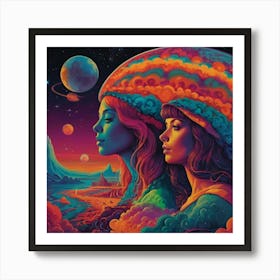 Psychedelic Females Art Print