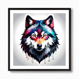 Colorful Wolf Head 2 Art Print