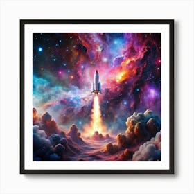 Space Shuttle In Space Art Print