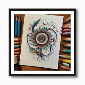 Zentangle Flower Art Print