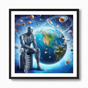 Robot In Space Art Print