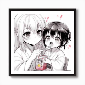 Black and White anime Art Print