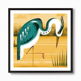 Heron Square Art Print