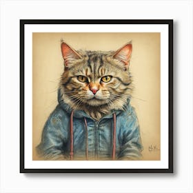 Cat In A Hoodie Art Print