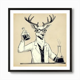 Deer Chemist 1 Art Print