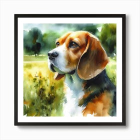 Beagle Watercolor Painting Art Print