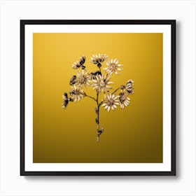Gold Botanical Lilac Senecio Flower on Mango Yellow n.0253 Art Print