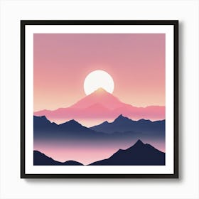 Sunset Over Mountains 1 Art Print